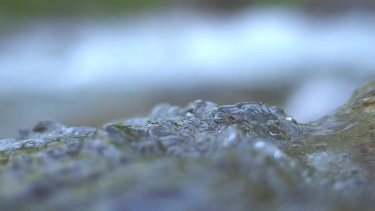 Close-up of Clear Water Flowing Over Rocks in a Stream