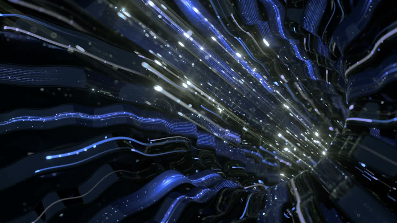 flujos de luz azul y reflejos animación de bucle de renderización 3d sin costuras