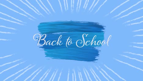 Animation-of-Back-to-School-text-written-in-white-letters-on-blue-splash-and-blue-background