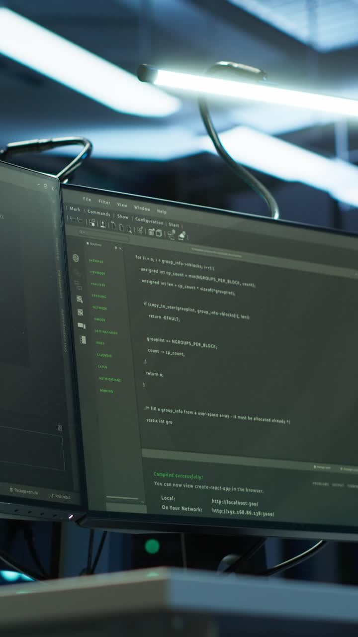 Vertical Video of Programming Code Scrolling on Computer Monitor