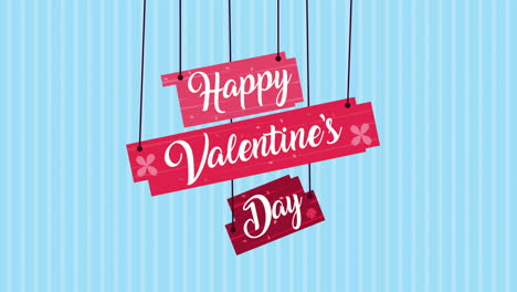 happy valentines day lettering hanging animation