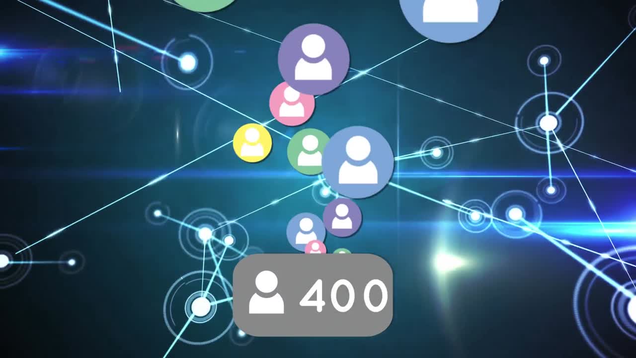 animación de iconos a través de redes de conexiones