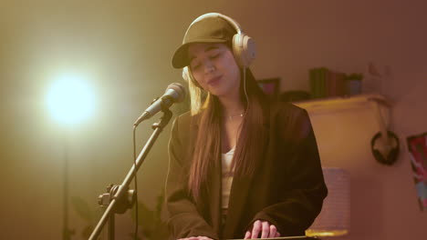 woman rehearsing indoors