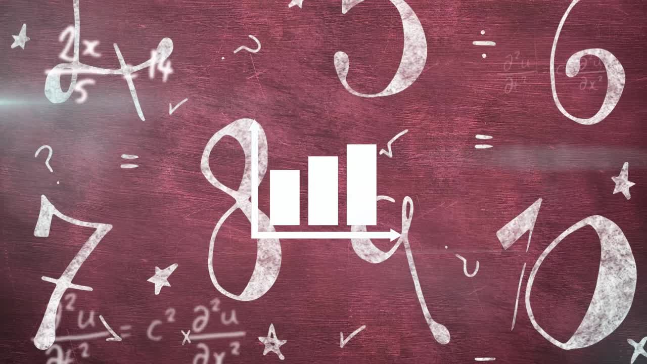 Animation of moving mathematical formulas over blackboard