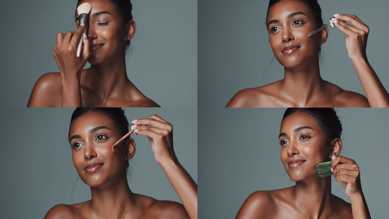Collage di routine di bellezza e cura della pelle