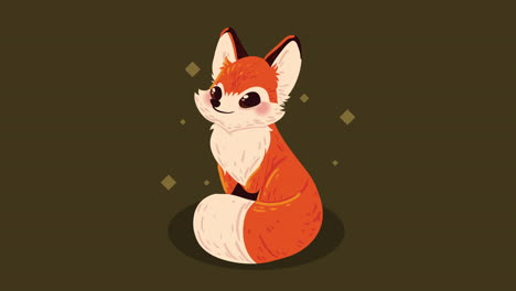 fox animal in autumn animation