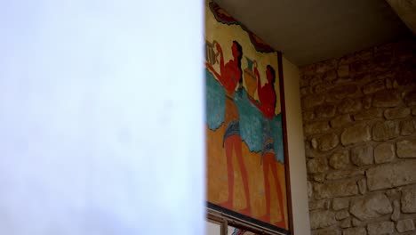 large frescoes in the palace of knossos with vibrant colours, crete greece famous archeological site