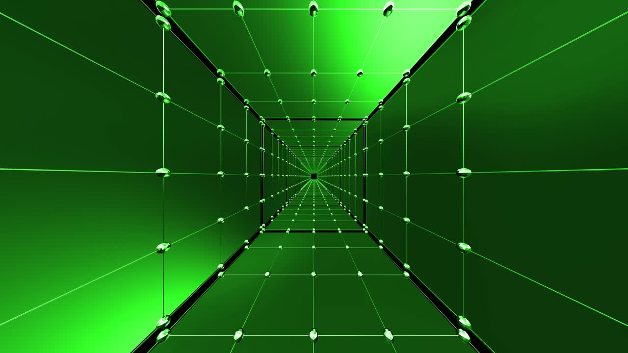 Green Geometric Tunnel with Crystals