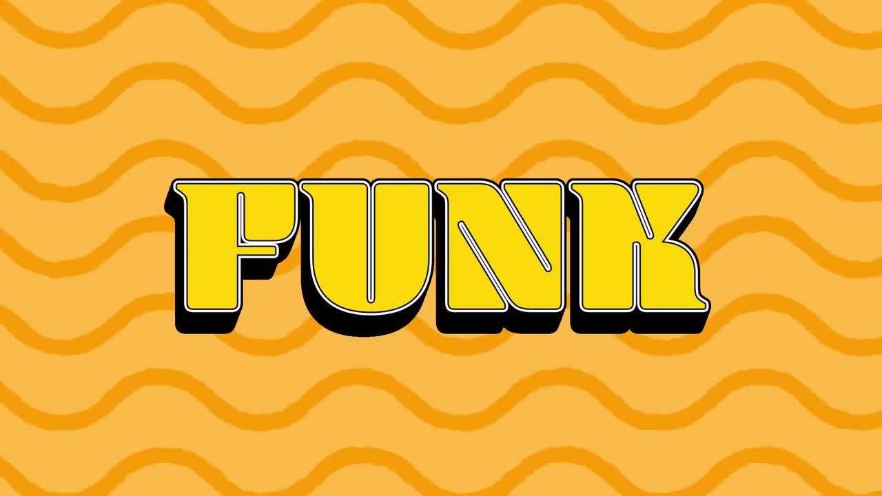 animación del texto funk sobre un fondo naranja