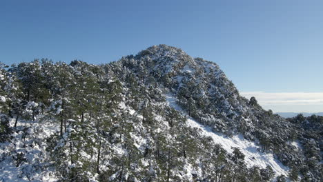 Aerial-view-of-the-snowy-mountain-peak