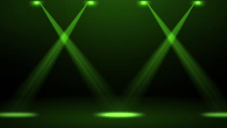 dynamic green spotlights moving on a stage