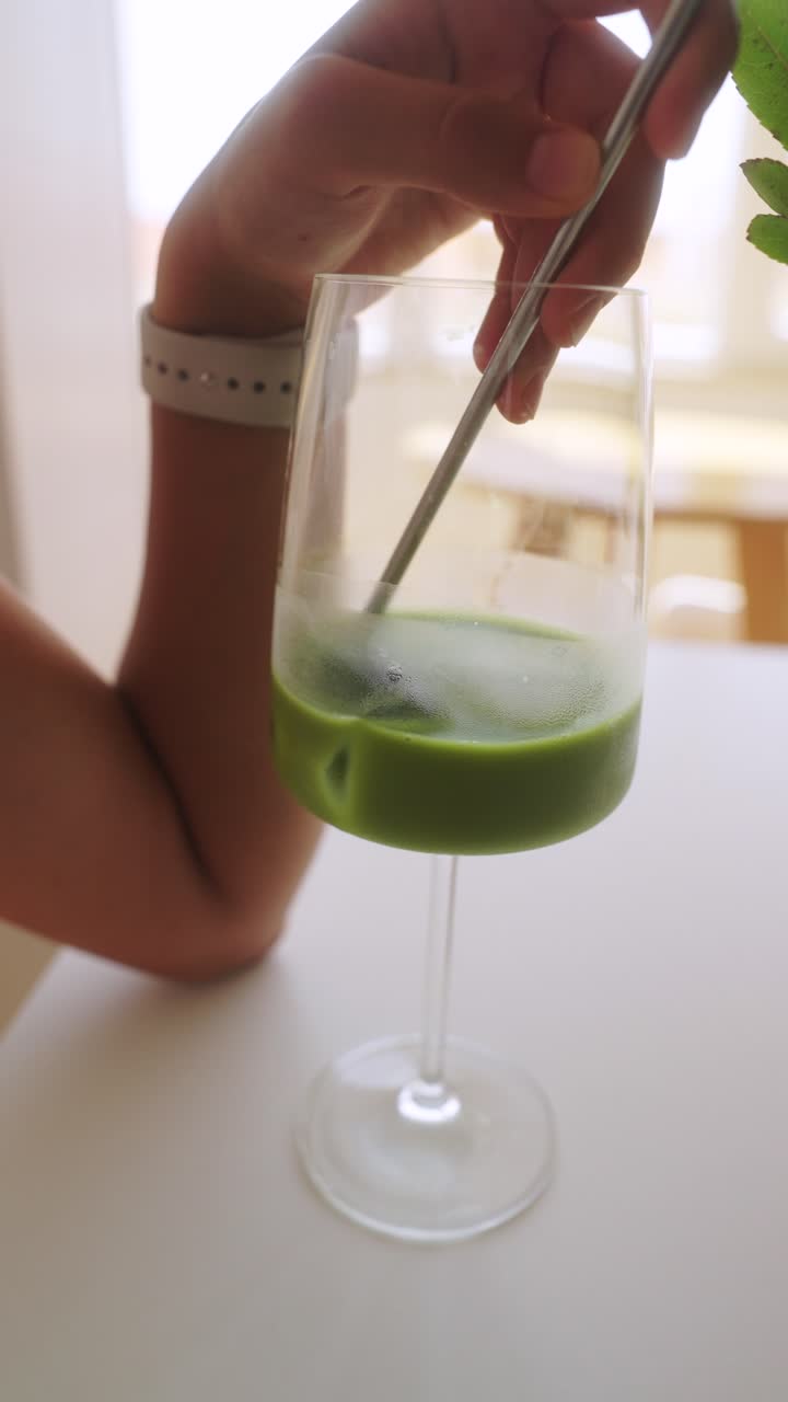 Matcha drink in a glass