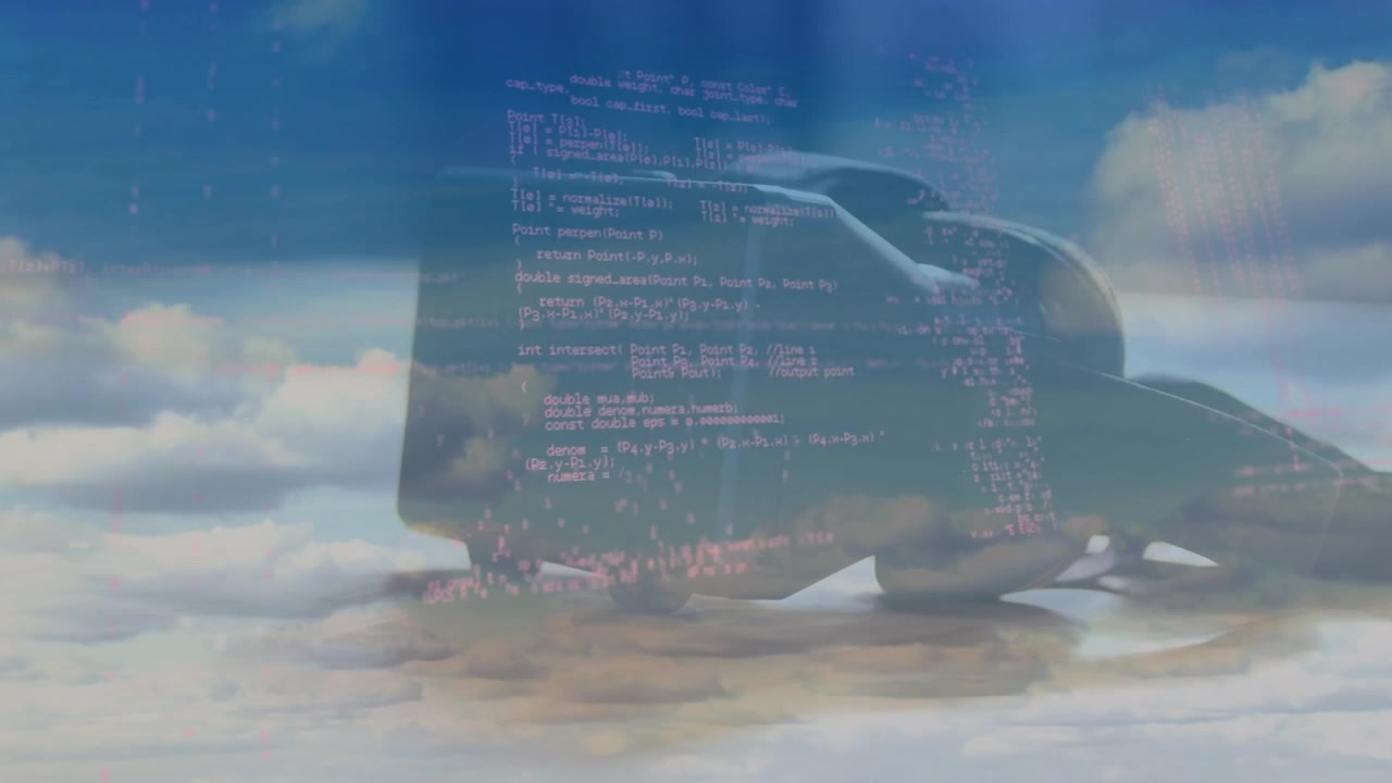 Animation of data processing over vr headset and clouds