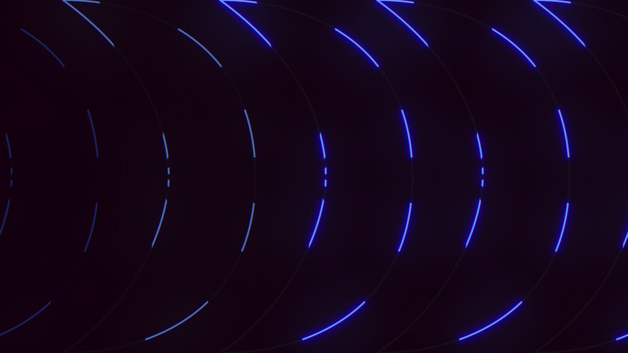 Cerchi blu neon su sfondo nero
