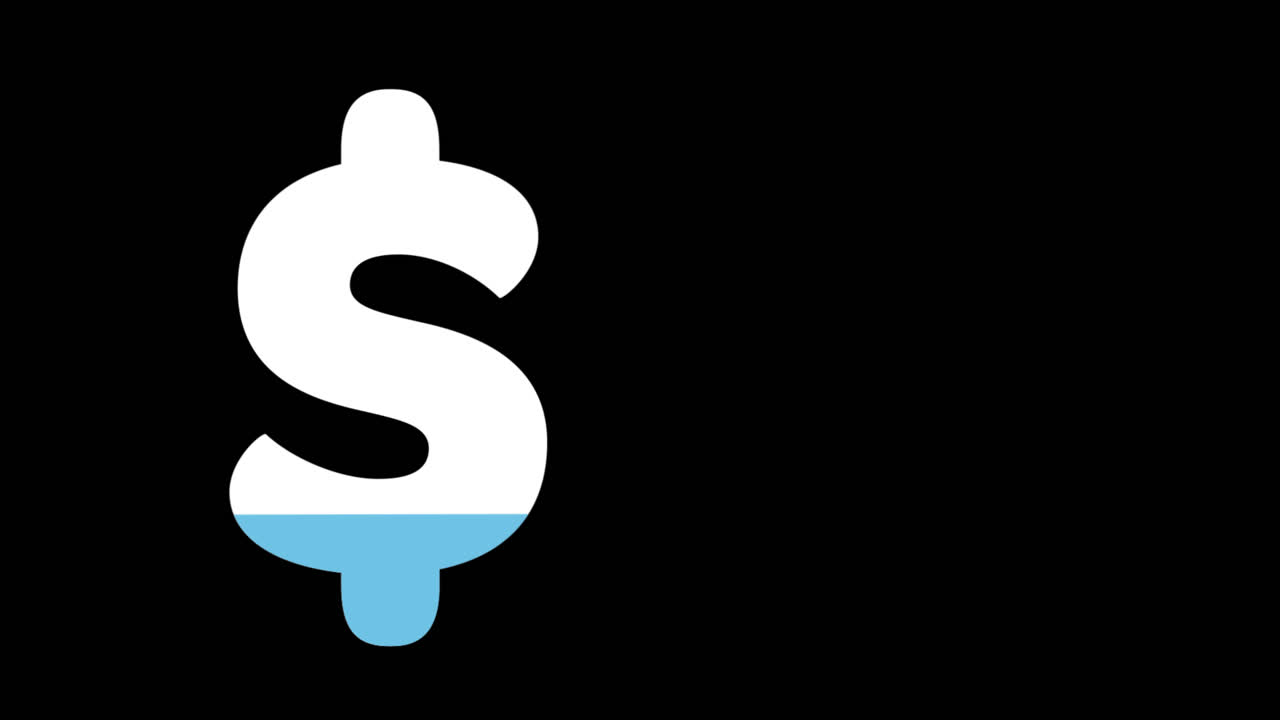 Blue dollar sign with increasing percentage from 0% to 100%