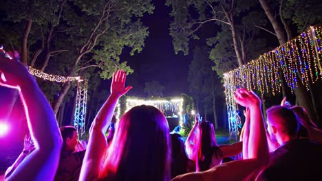 night party at a forest music festival