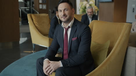 businessman in hotel lobby