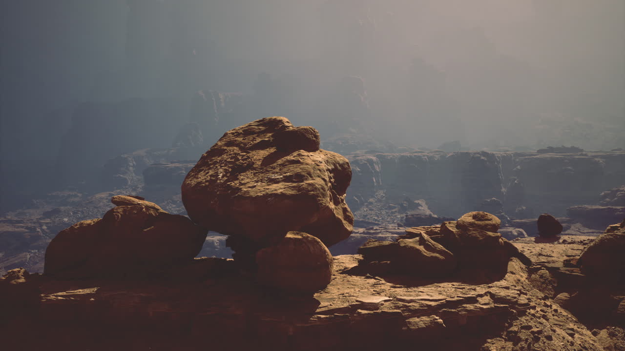 Exploring the rugged terrain of rocky formations at sunset in a canyon