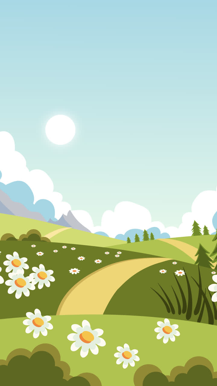 gráfico de movimiento de plano hermoso fondo de paisaje de primavera