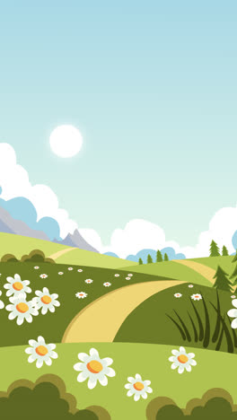 motion graphic of flat lovely spring landscape background