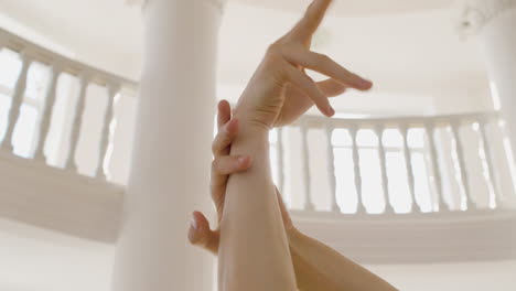 close up view of man dancer hands dancing and training moves in the studio