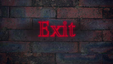 exit neon sign on brick wall background
