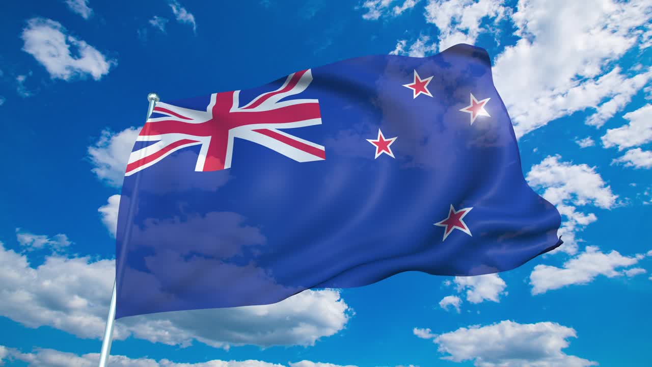 구름이 가득한 하늘을 배경으로 직물 구조로 된 뉴질랜드의 발 (loopable)