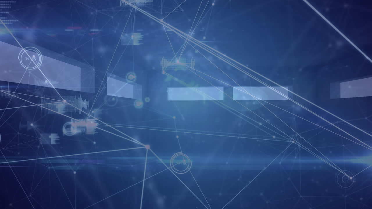 animación de redes de conexiones y procesamiento de datos en edificios vacíos