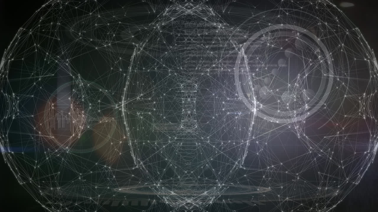 animación de datos científicos, adn y conexiones sobre un fondo negro