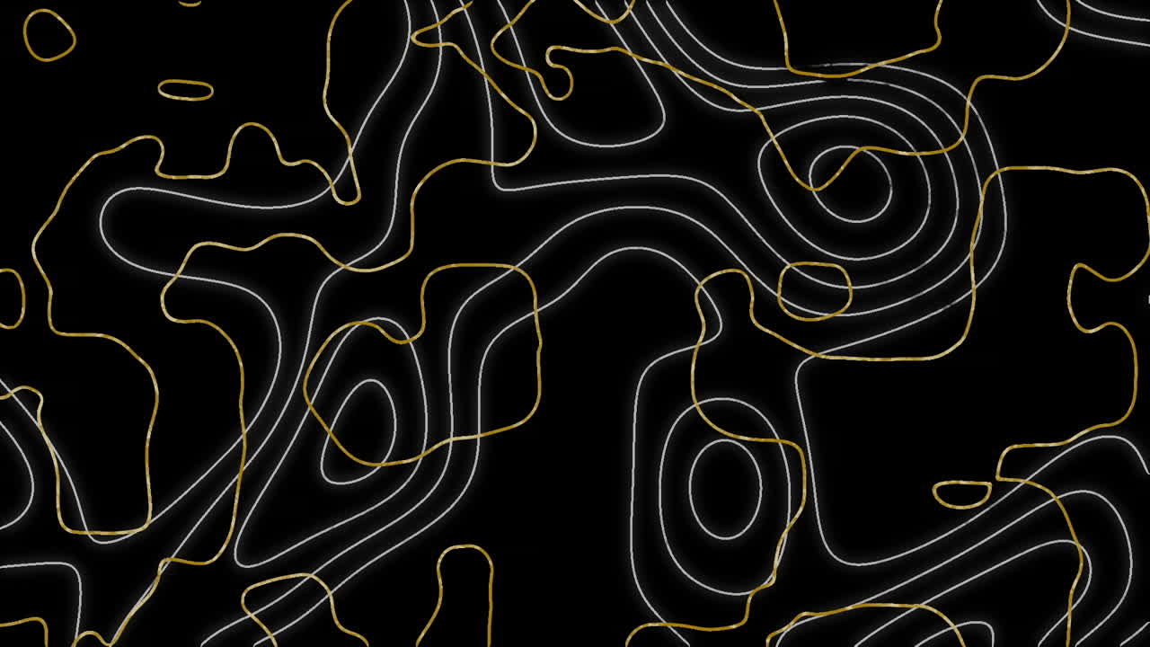 Animation of white and orange contour lines moving on black background