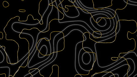 animation of white and orange contour lines moving on black background