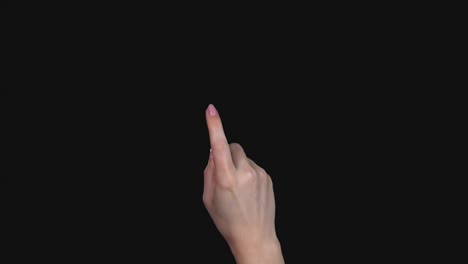 set of 11 different pre keyed chroma key transparent one finger swipe click zoom gestures on greenscreen womans hand