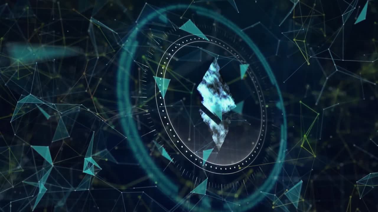 Animation of shapes and scope scanning on black background