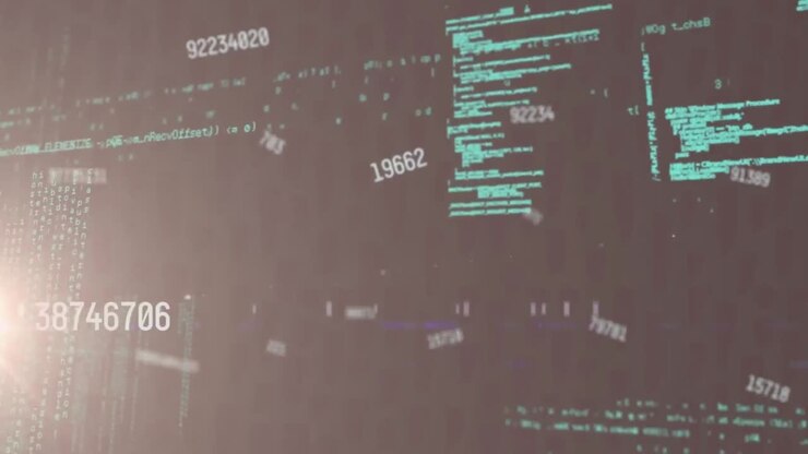 Animation of data processing on blue background