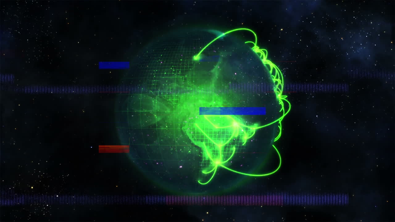 animación de glitch sobre el globo en fondo negro