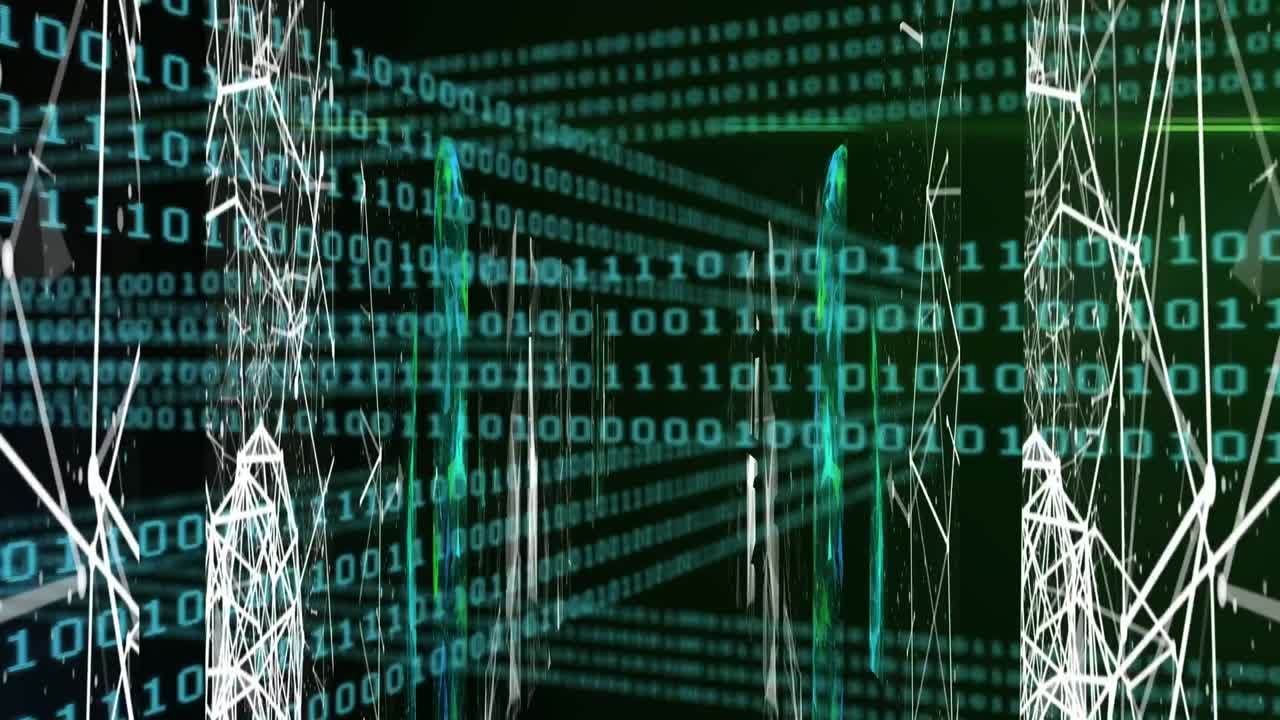 Animation of data processing and networks of connections over binary coding
