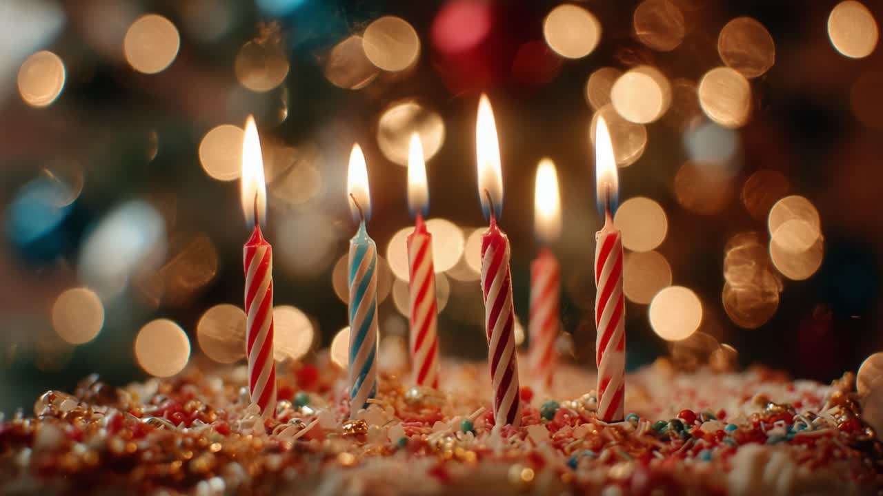 A Festive Celebration Captured: Vibrant Candles Glow Softly Amidst the Twinkling Lights and Colorful Decorations Creating a Warm Ambiance of Joy and Togetherness