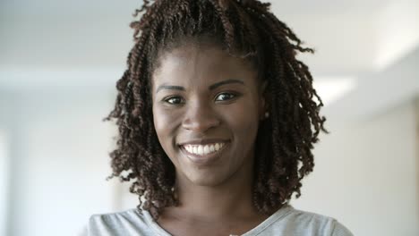 closeup shot of smiling beautiful african american woman