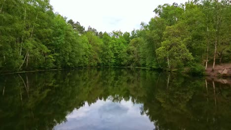 pond of miroir aux fées or fairy mirror in val sans retour, paimpont, broceliande forest, brittany in france