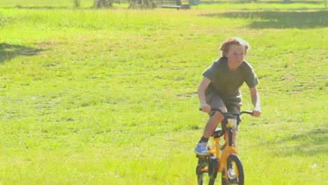 young boy cycling