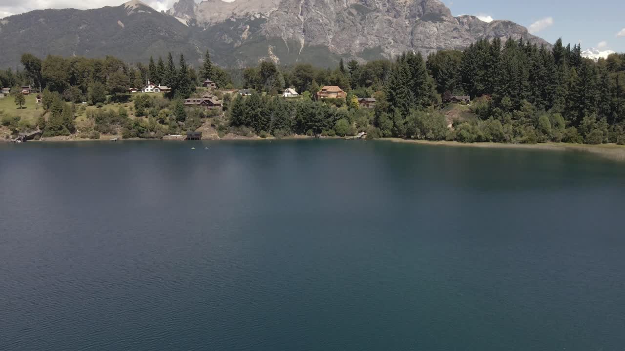 View over Lake Nahuel Huapi showing Andes mountain range in Bariloche, Argentina, Patagonia
