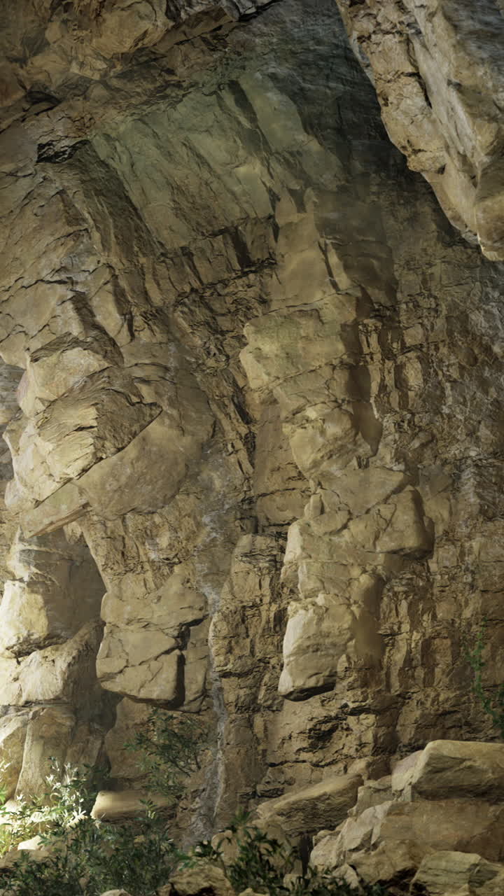 Beautiful cave with light illuminating stone formations in nature