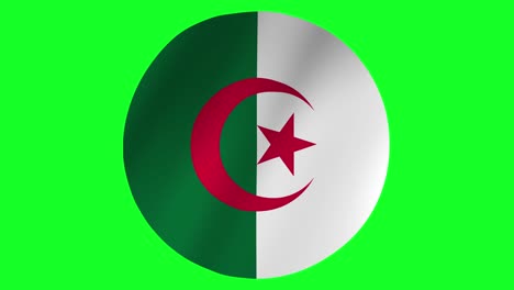 flag of algeria round waving effect animation