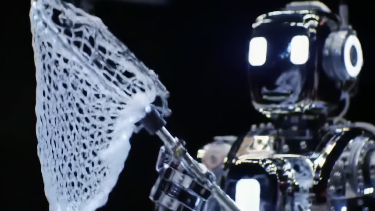 High-Tech Robot with a Net: An Innovative Mechanical Creation Showcasing Advanced Design and Functionality in Robotics and Automation