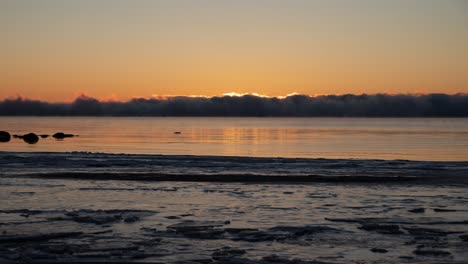 sunrise time lapse over oslofjord in tonsberg, norway