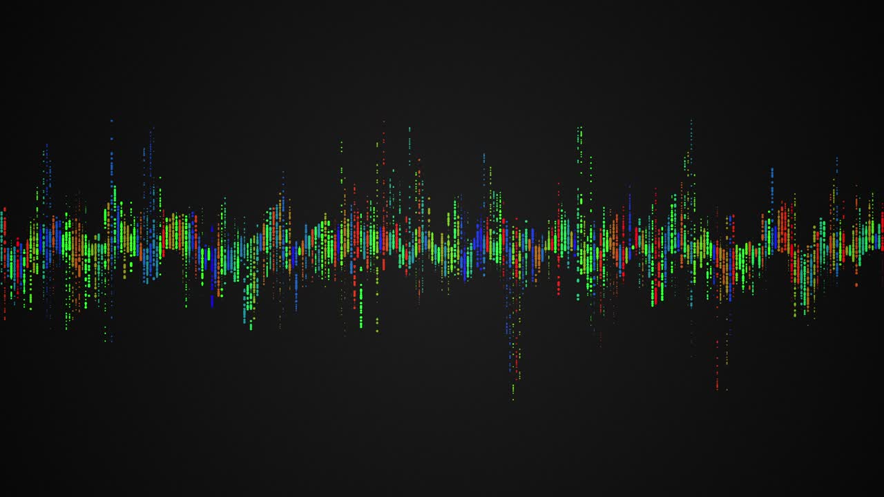 Abstract colorful audio wave on black background