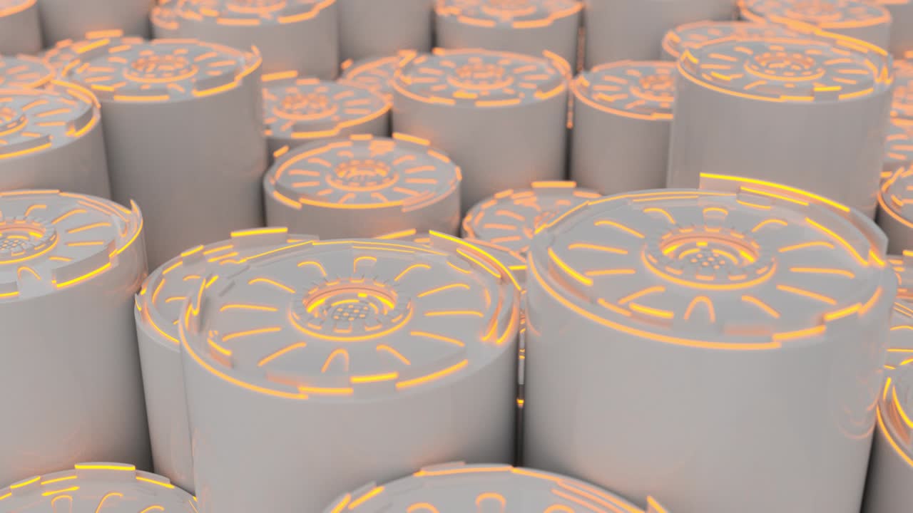 다채로운 빛나는 선을 가진 기술적 배경 루프