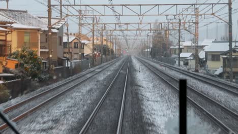 tren a kyoto en la nieve, punto de vista de los conductores
