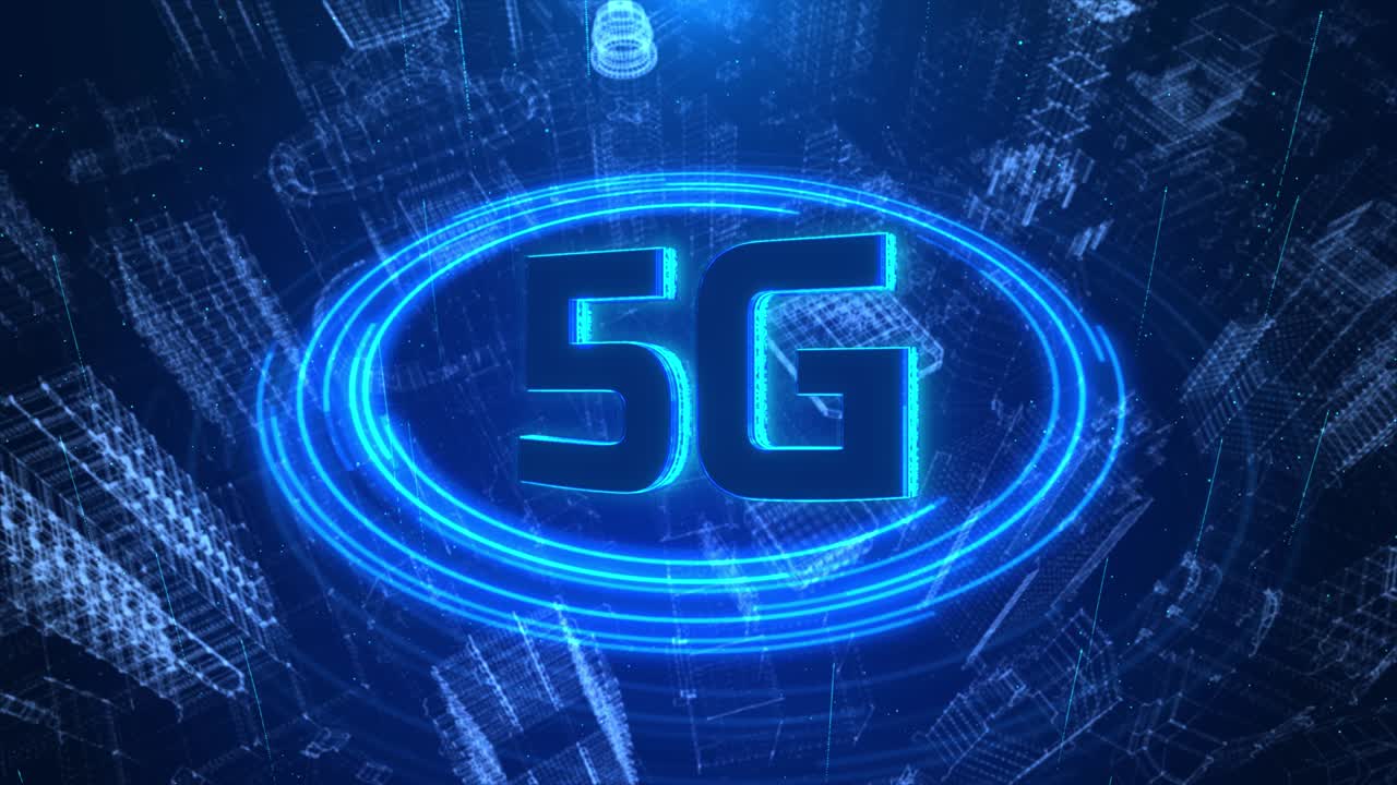 città olografica futuristica animazione a ciclo digitale 5g.
