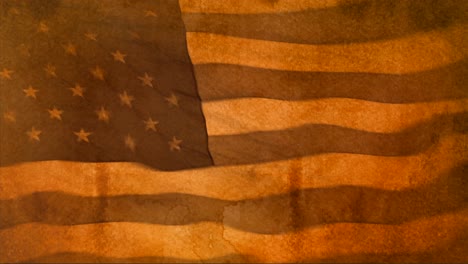 a sepia toned us flag flies in the wind in stop motion